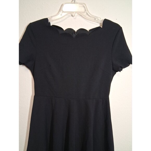 Shein Dress Business Casual Boho Scalloped Edge Retro Fit Flare Black Size Small - Picture 2 of 6